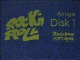 Top of cartridge artwork for Rock 'n Roll on the Commodore Amiga.