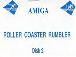 Top of cartridge artwork for Roller Coaster Rumbler on the Commodore Amiga.