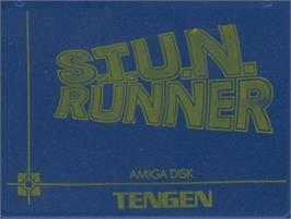 Top of cartridge artwork for S.T.U.N. Runner on the Commodore Amiga.