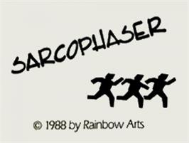 Top of cartridge artwork for Sarcophaser on the Commodore Amiga.