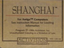 Top of cartridge artwork for Shanghai on the Commodore Amiga.