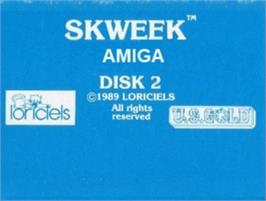Top of cartridge artwork for Skweek on the Commodore Amiga.