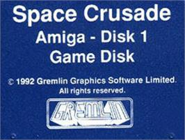 Top of cartridge artwork for Space Crusade on the Commodore Amiga.