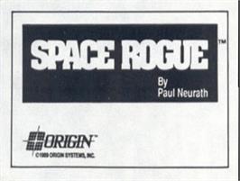 Top of cartridge artwork for Space Rogue on the Commodore Amiga.