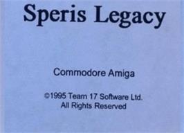 Top of cartridge artwork for Speris Legacy on the Commodore Amiga.