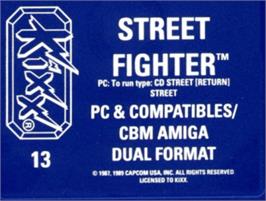 Top of cartridge artwork for Street Fighter on the Commodore Amiga.