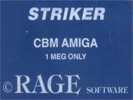 Top of cartridge artwork for Striker on the Commodore Amiga.