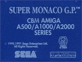 Top of cartridge artwork for Super Monaco GP on the Commodore Amiga.
