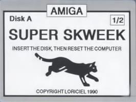Top of cartridge artwork for Super Skweek on the Commodore Amiga.