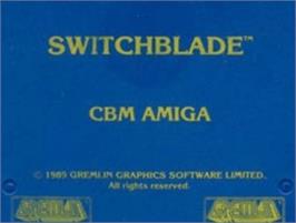 Top of cartridge artwork for Switchblade on the Commodore Amiga.