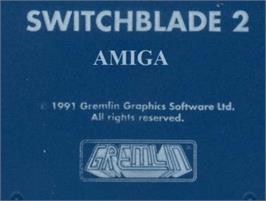Top of cartridge artwork for Switchblade 2 on the Commodore Amiga.