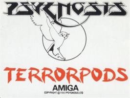 Top of cartridge artwork for Terrorpods on the Commodore Amiga.