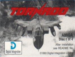 Top of cartridge artwork for Tornado on the Commodore Amiga.