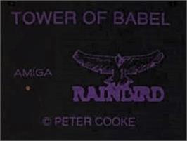 Top of cartridge artwork for Tower of Babel on the Commodore Amiga.