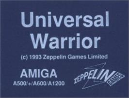 Top of cartridge artwork for Universal Warrior on the Commodore Amiga.