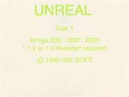 Top of cartridge artwork for Unreal on the Commodore Amiga.