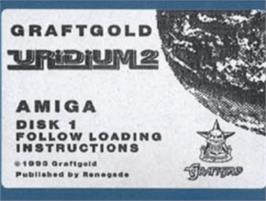 Top of cartridge artwork for Uridium 2 on the Commodore Amiga.