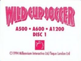 Top of cartridge artwork for Wild Cup Soccer on the Commodore Amiga.