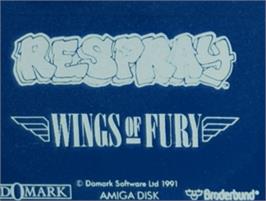 Top of cartridge artwork for Wings of Fury on the Commodore Amiga.
