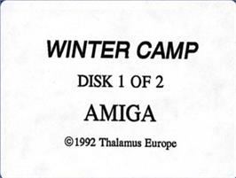 Top of cartridge artwork for Winter Camp on the Commodore Amiga.