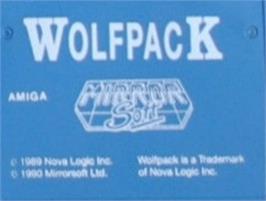 Top of cartridge artwork for WolfPack on the Commodore Amiga.