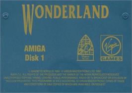 Top of cartridge artwork for Wonderland on the Commodore Amiga.