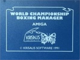 Top of cartridge artwork for World Championship Boxing Manager on the Commodore Amiga.