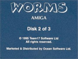 Top of cartridge artwork for Worms on the Commodore Amiga.