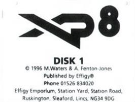 Top of cartridge artwork for XP8 on the Commodore Amiga.