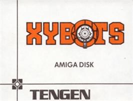 Top of cartridge artwork for Xybots on the Commodore Amiga.