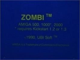 Top of cartridge artwork for Zombi on the Commodore Amiga.