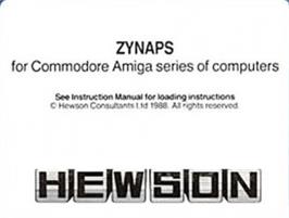 Top of cartridge artwork for Zynaps on the Commodore Amiga.