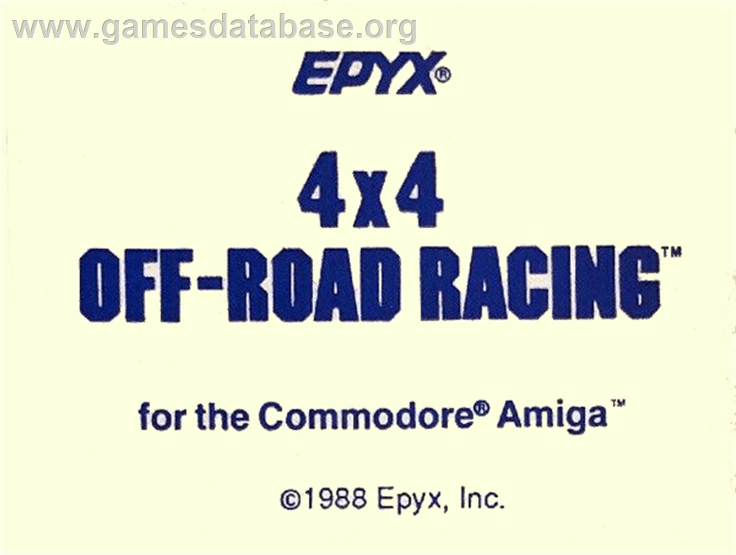 4x4 Off-Road Racing - Commodore Amiga - Artwork - Cartridge Top