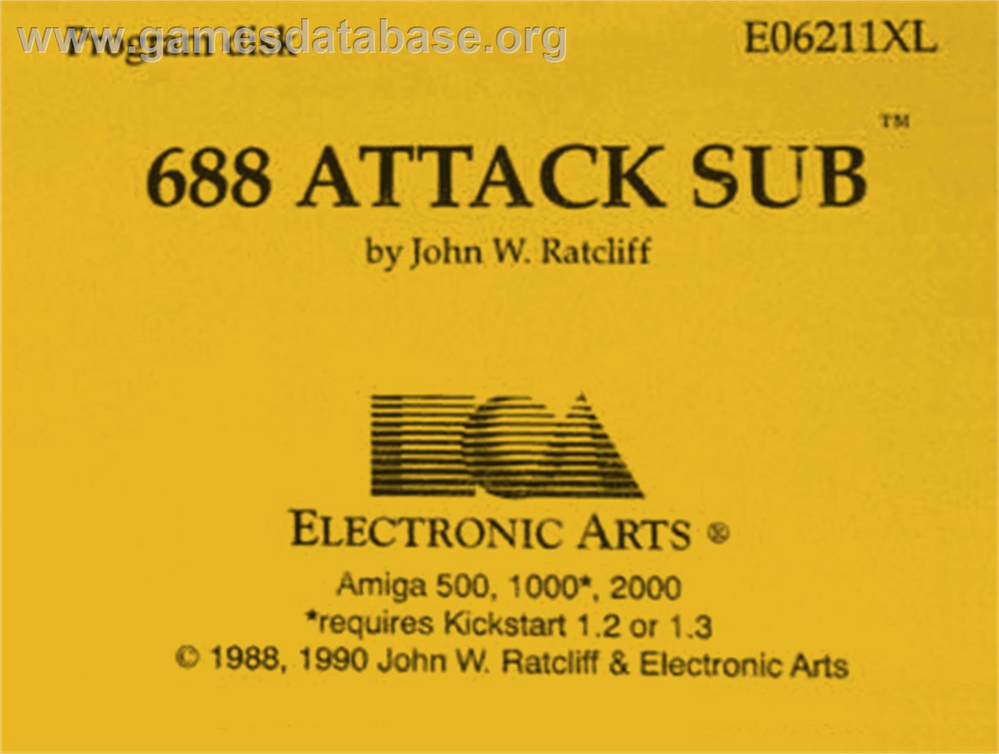 688 Attack Sub - Commodore Amiga - Artwork - Cartridge Top
