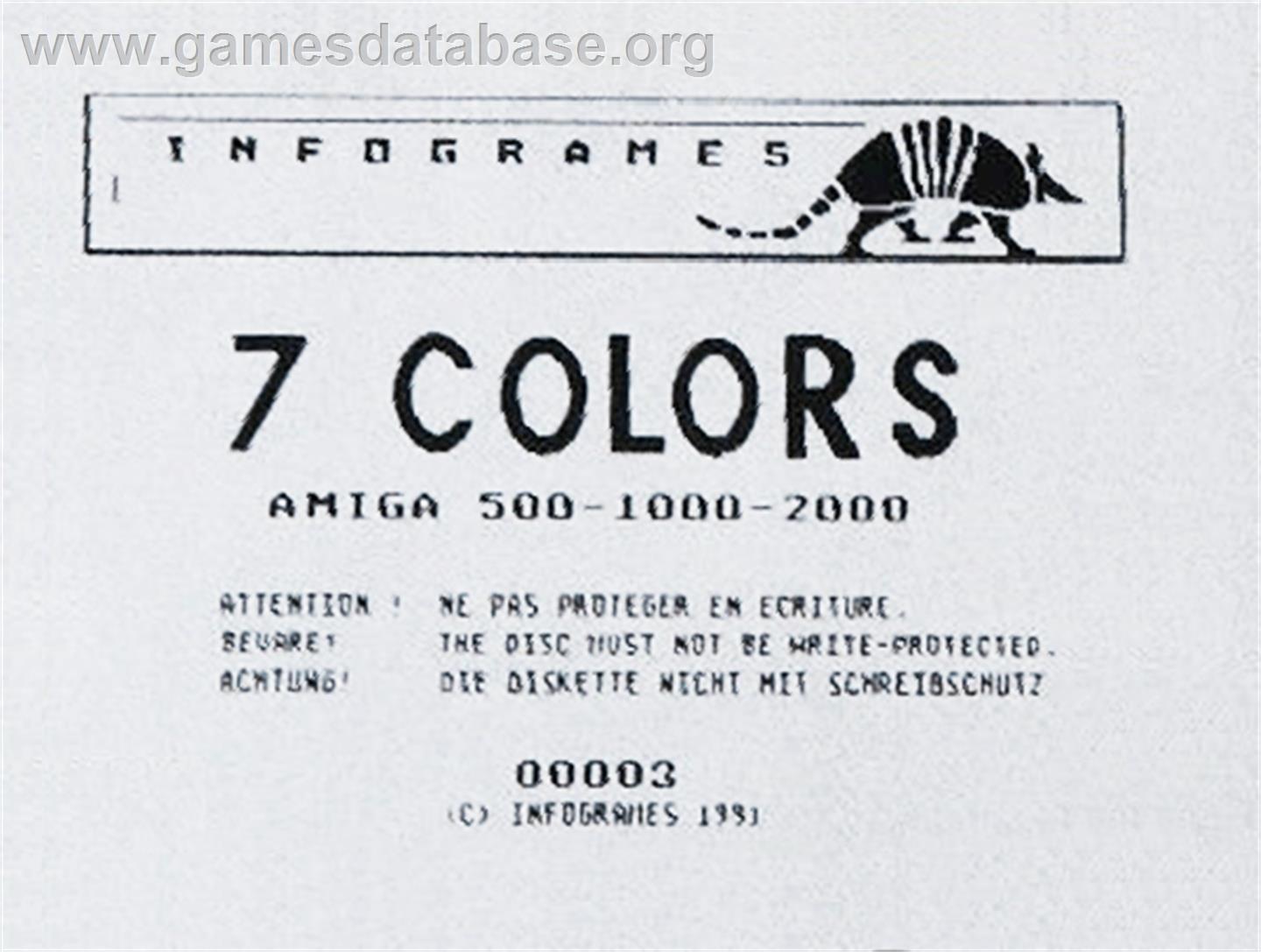 7 Colors - Commodore Amiga - Artwork - Cartridge Top
