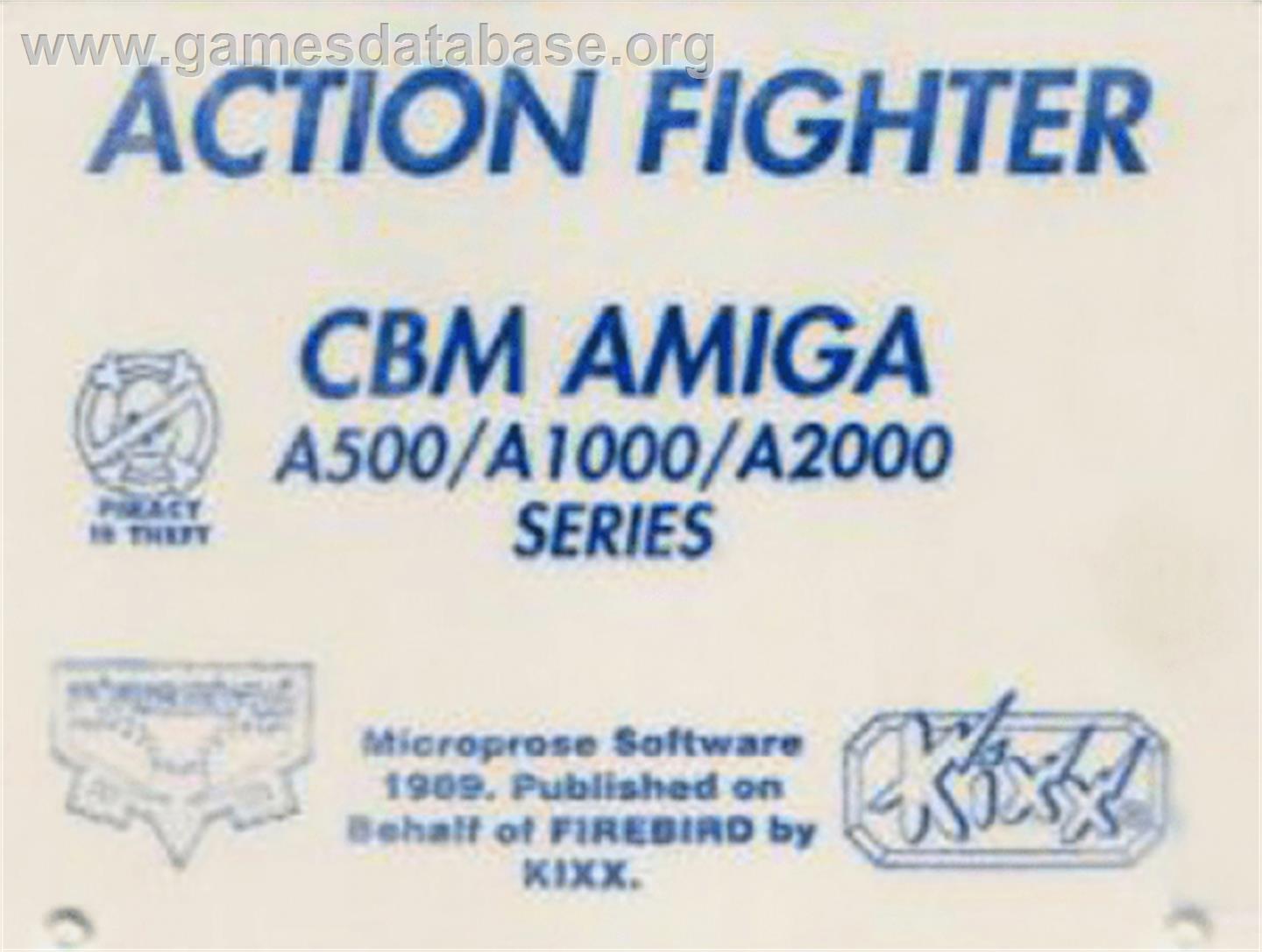 Action Fighter - Commodore Amiga - Artwork - Cartridge Top