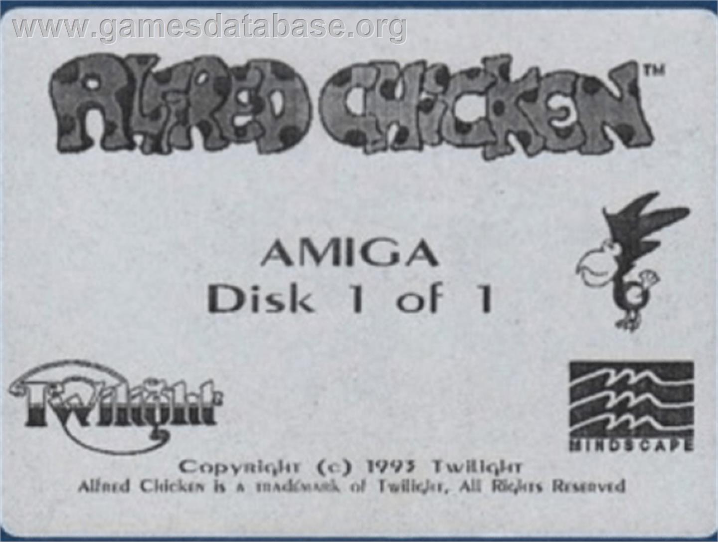 Alfred Chicken - Commodore Amiga - Artwork - Cartridge Top