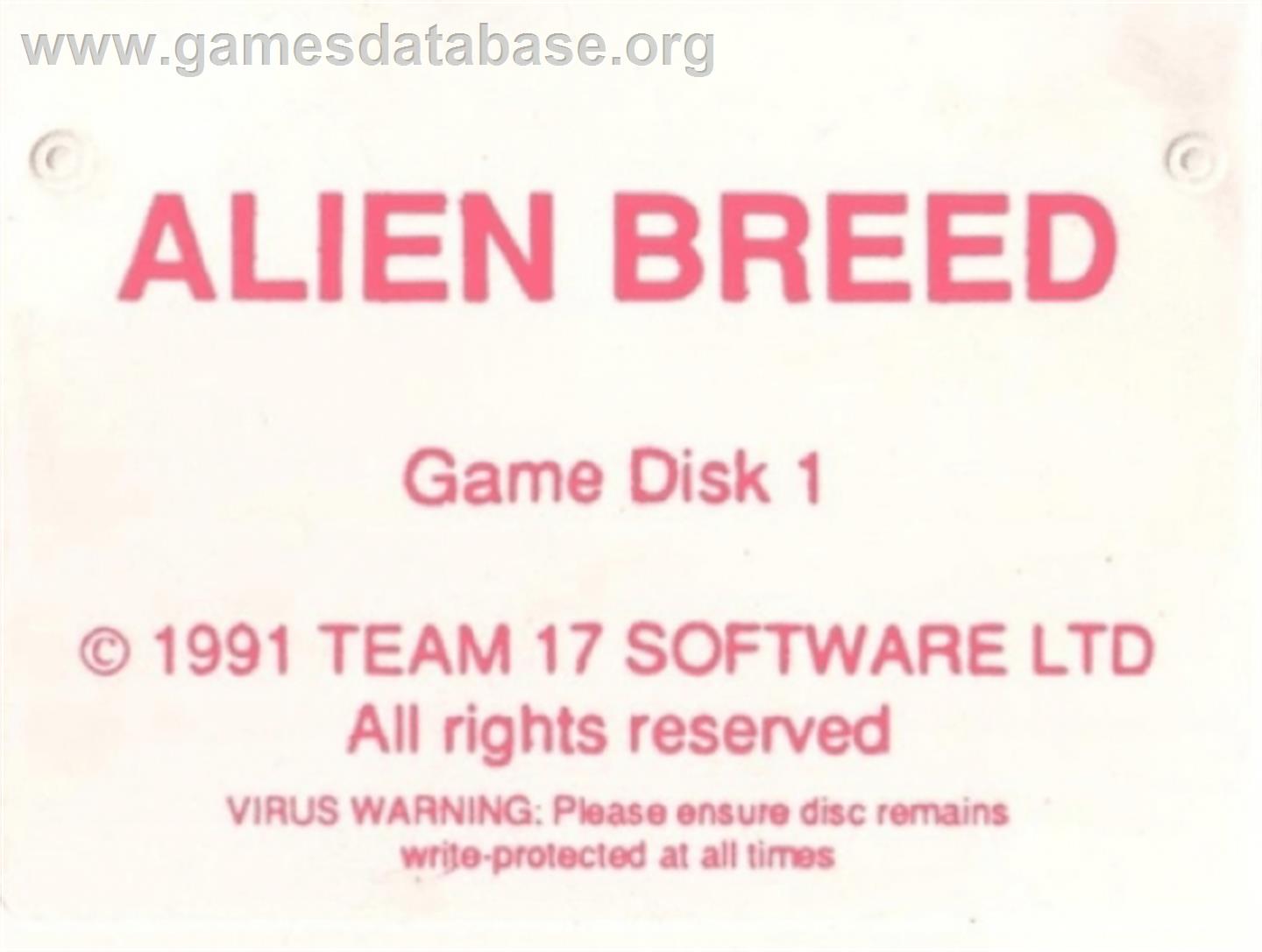 Alien Breed - Commodore Amiga - Artwork - Cartridge Top