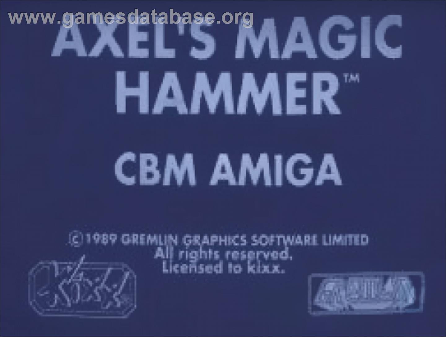 Axel's Magic Hammer - Commodore Amiga - Artwork - Cartridge Top