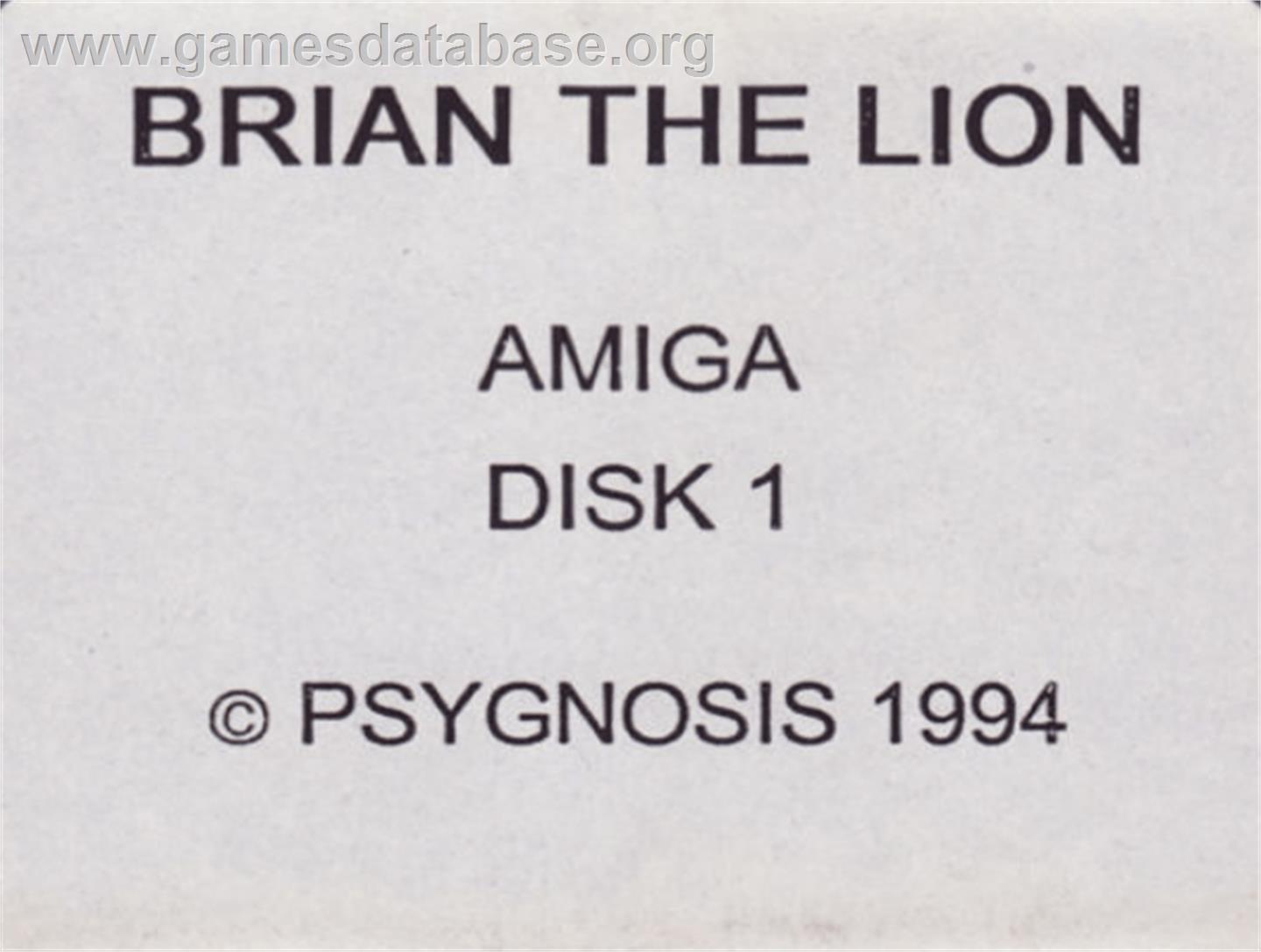Brian the Lion - Commodore Amiga - Artwork - Cartridge Top