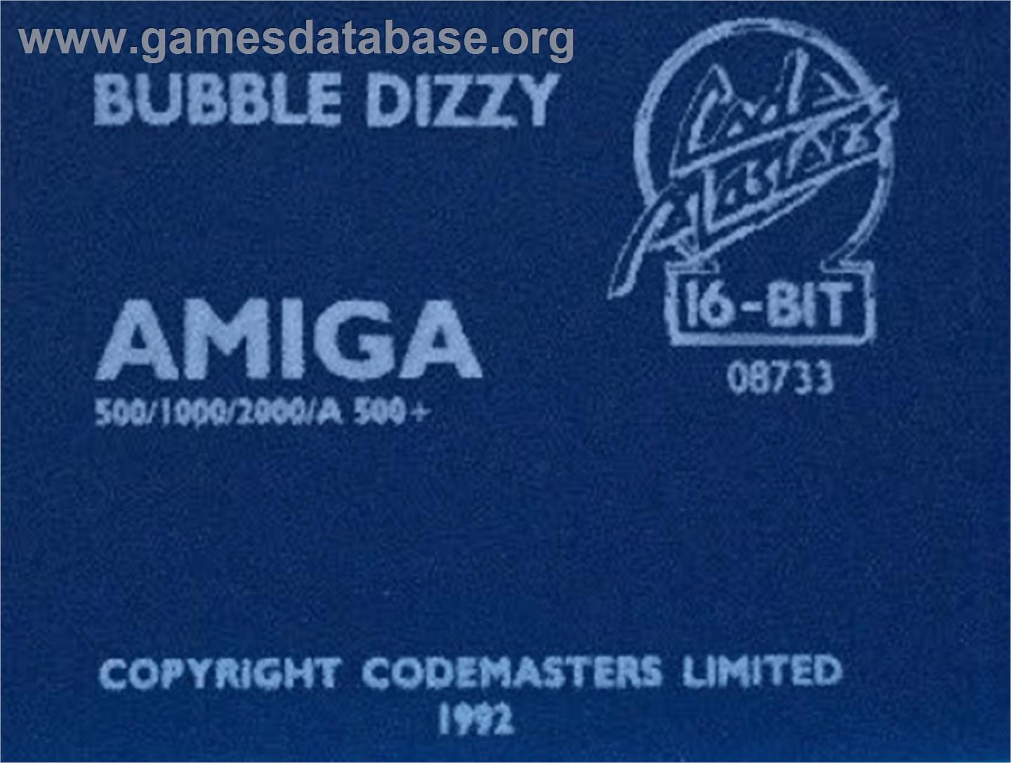 Bubble Dizzy - Commodore Amiga - Artwork - Cartridge Top