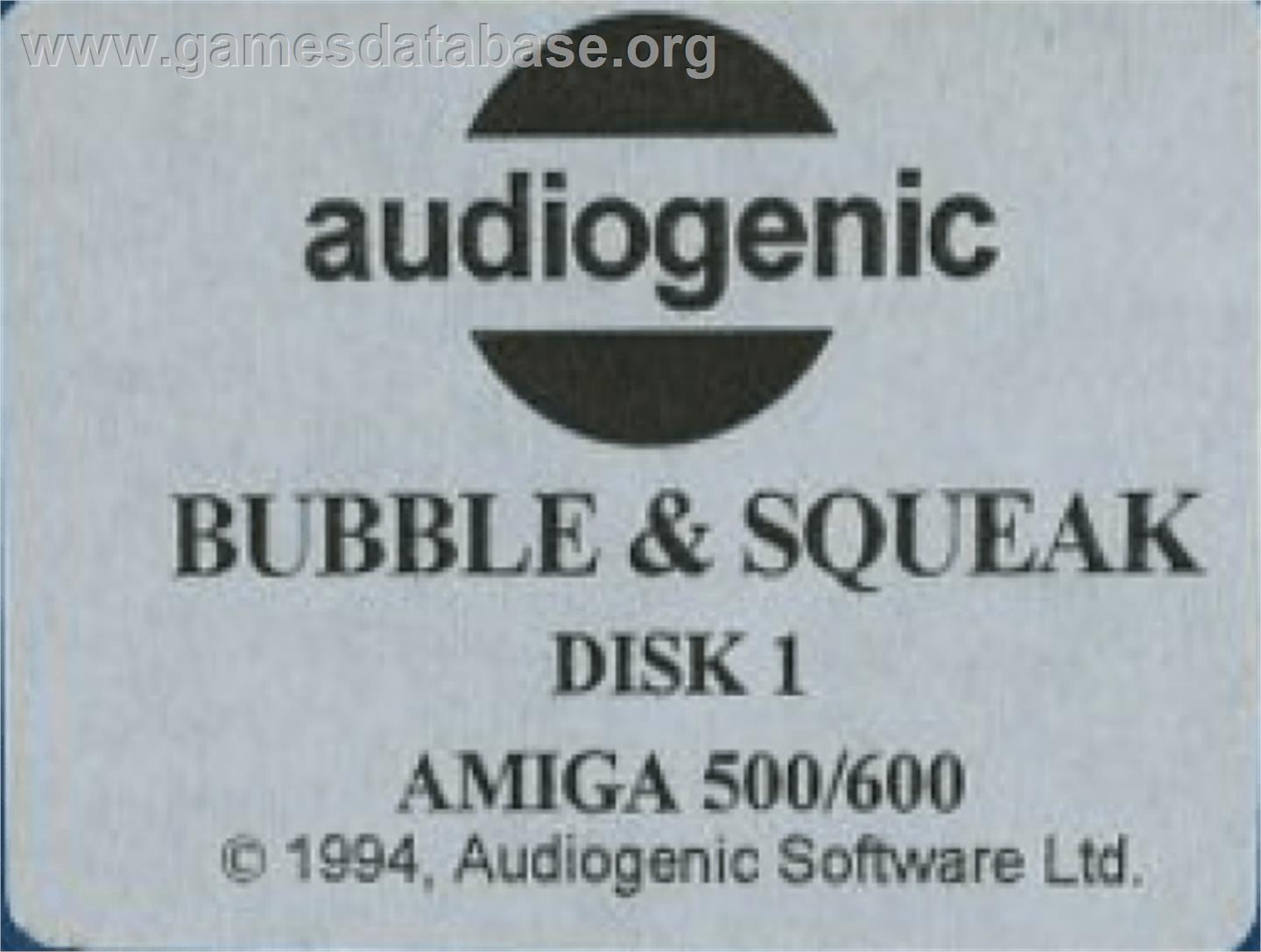 Bubble and Squeak - Commodore Amiga - Artwork - Cartridge Top