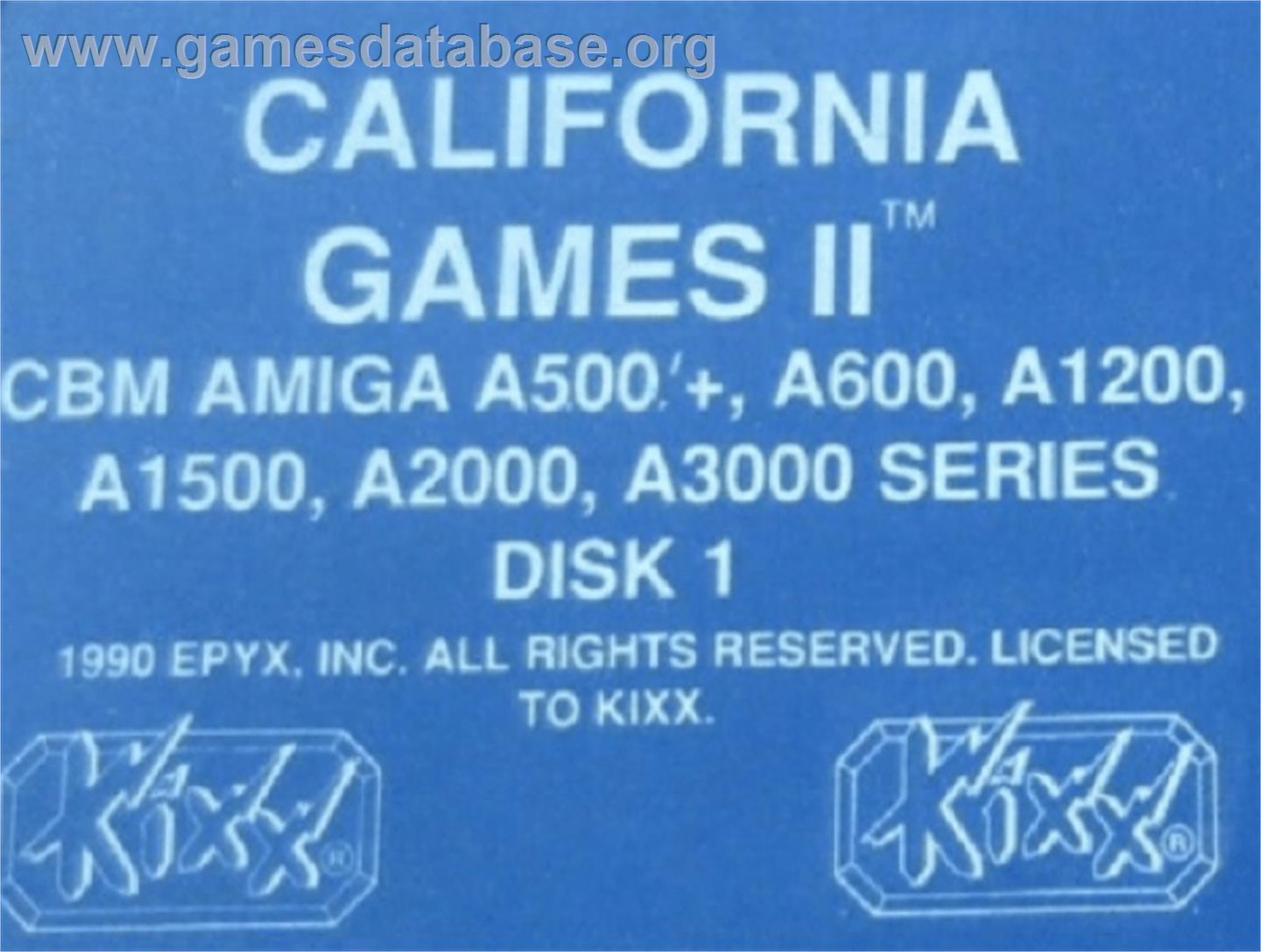 California Games 2 - Commodore Amiga - Artwork - Cartridge Top