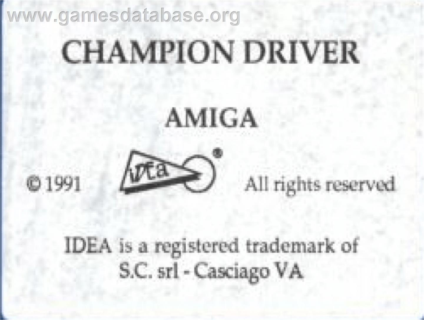 Champion Driver - Commodore Amiga - Artwork - Cartridge Top