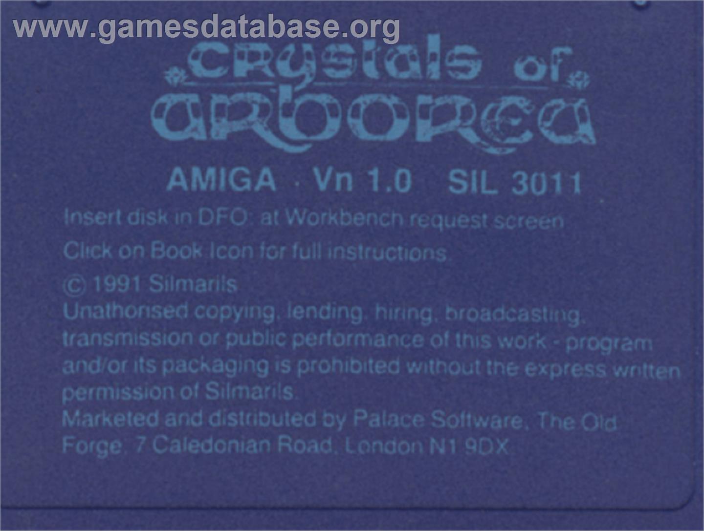 Crystals of Arborea - Commodore Amiga - Artwork - Cartridge Top