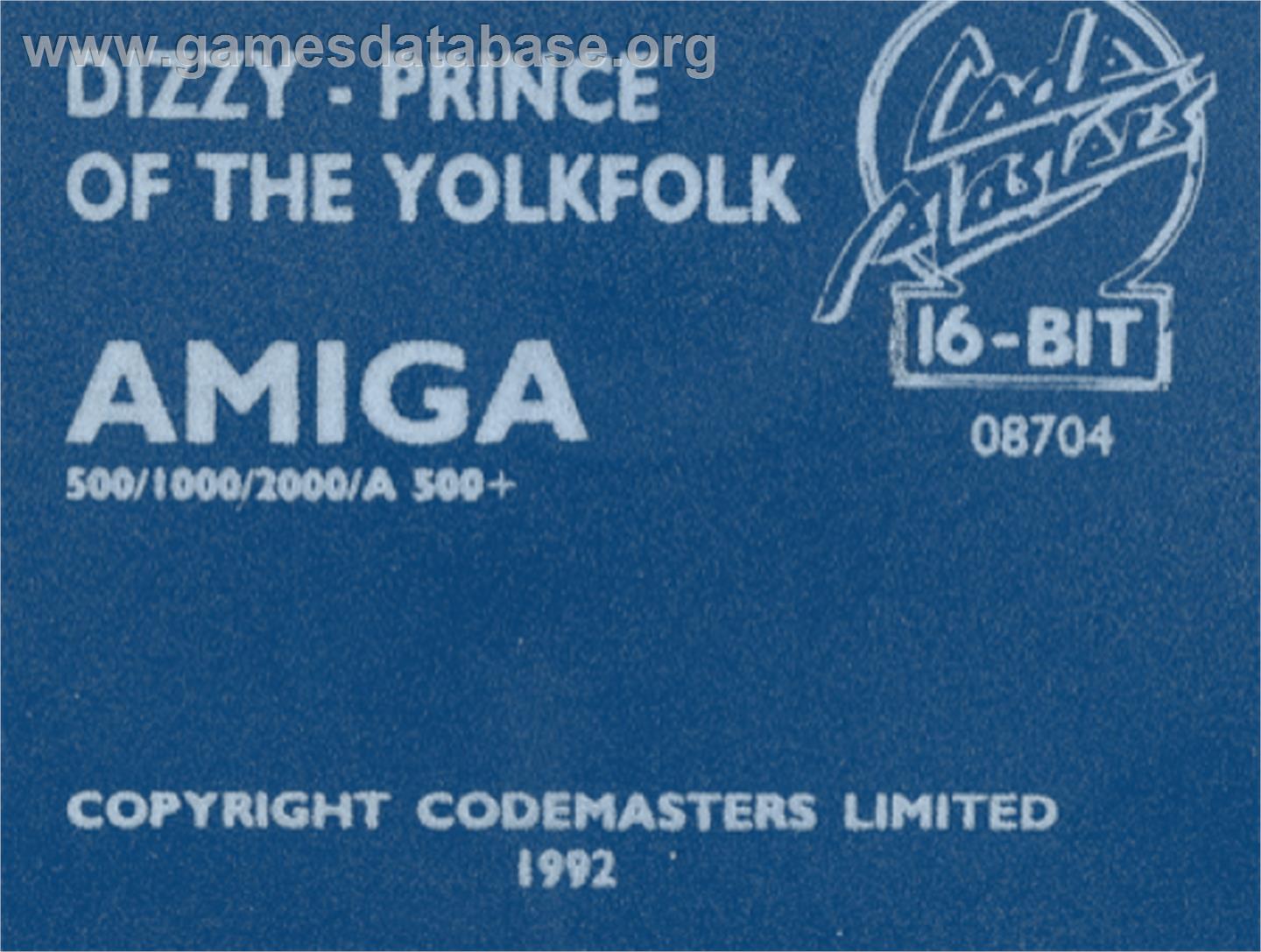 Dizzy: Prince of the Yolkfolk - Commodore Amiga - Artwork - Cartridge Top