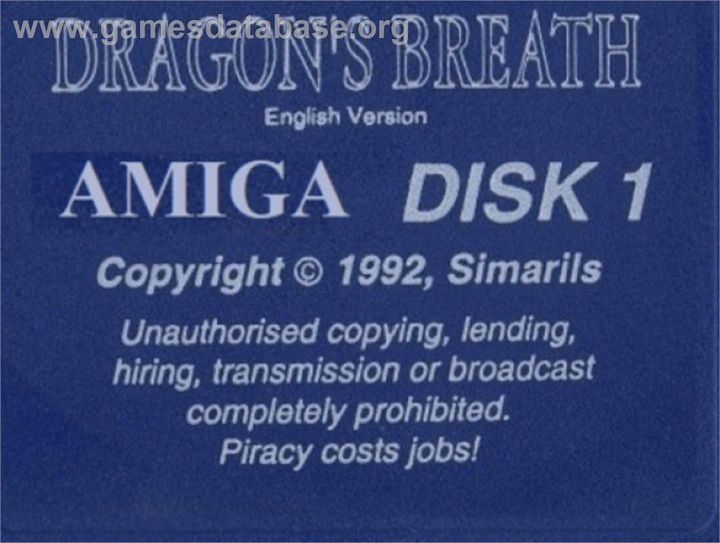 Dragon Lord - Commodore Amiga - Artwork - Cartridge Top