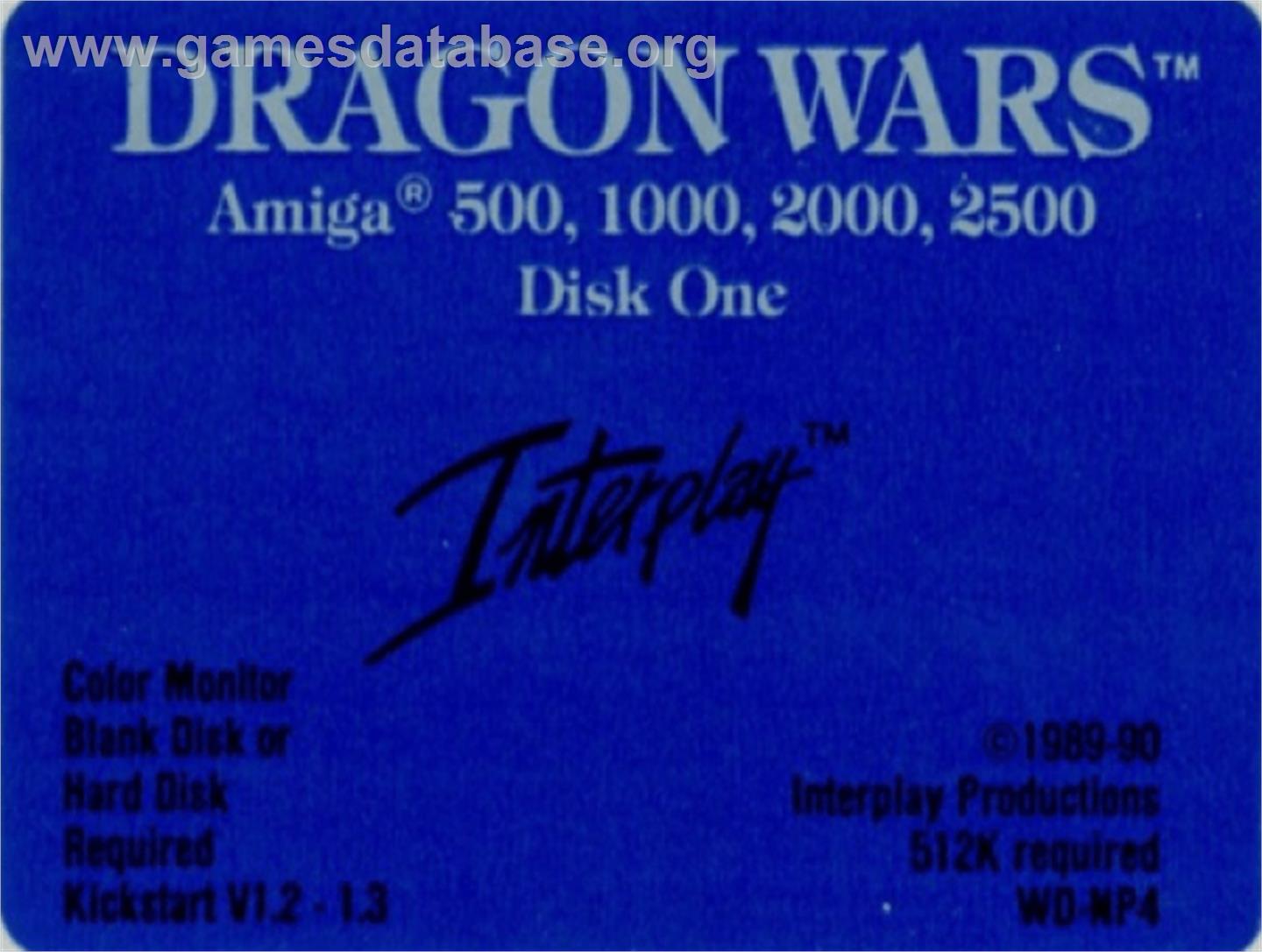Dragon Wars - Commodore Amiga - Artwork - Cartridge Top