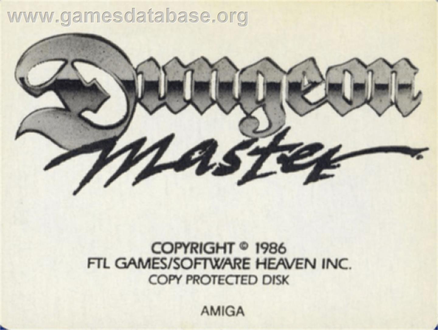 Dungeon Master - Commodore Amiga - Artwork - Cartridge Top