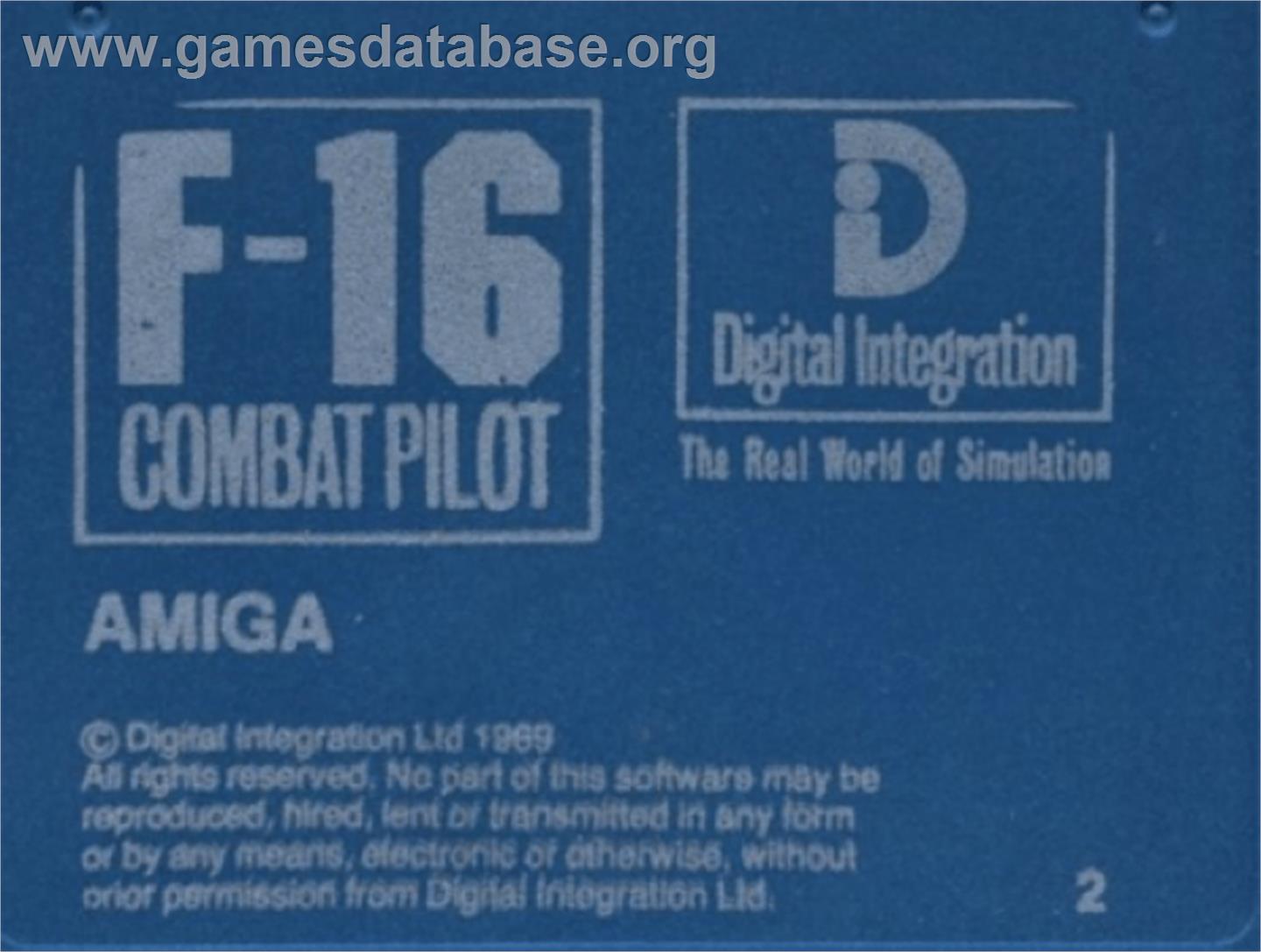 F-16 Combat Pilot - Commodore Amiga - Artwork - Cartridge Top